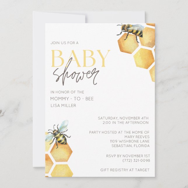 Humlor Bebis Babyshower Inbjudningar (Framsida)