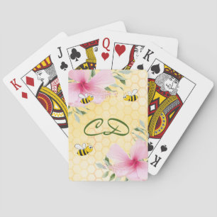 Humlor gula bikakor blomster monogram casinokort