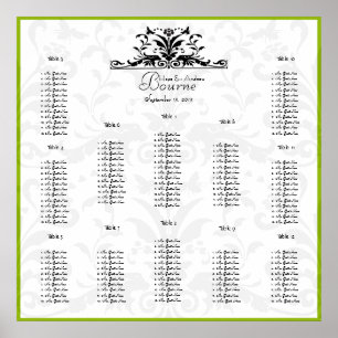 Humlor Gula Svart Damask  Placeringsplan Poster