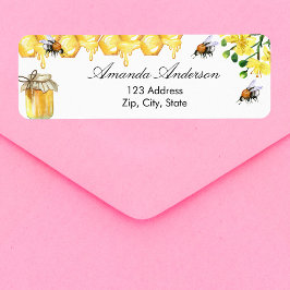 Humlor honung blommig returadress returadress etikett