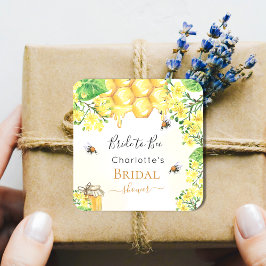 Humlor honung gula blommor Bröllopsfest Fyrkantigt Klistermärke