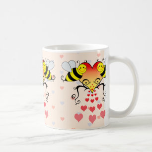 Humlor med hjärtadesign kaffemugg