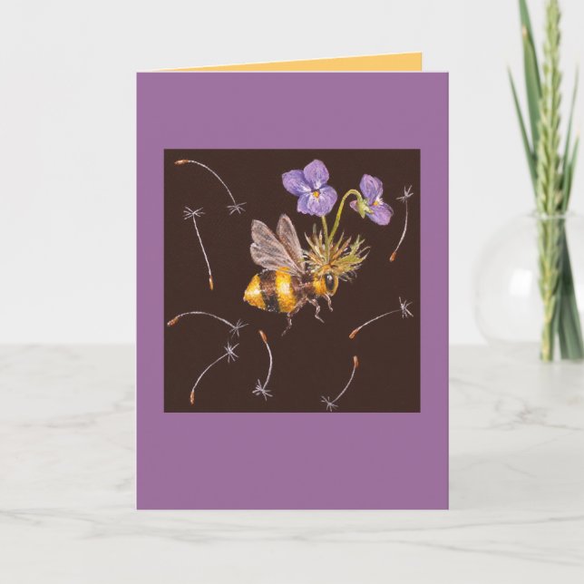 humlor med violett hatt på kortet kort (Framsida)