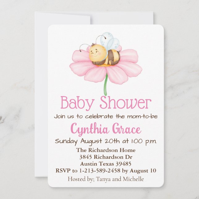 Humlor och blommor Baby Shower-inbjudan Julkort (Framsida)