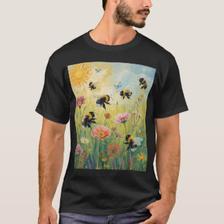 Humlor på blommor t shirt