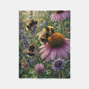Humlor På Kägelblommor Pollinator Botanisk Fla Fleecefilt