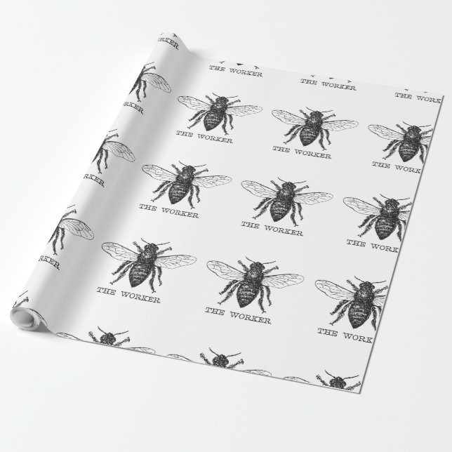 Humlorbetare Honung Svart Humla Presentpapper (Utrullad)