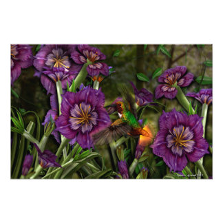 Humm bland blommorna fototryck