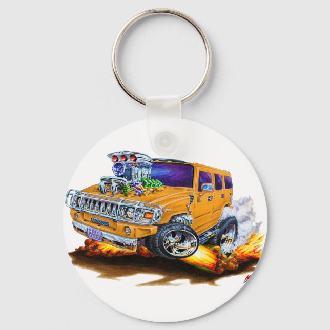 Hummer H2 Orange Lastbil Nyckelring (Framsida)