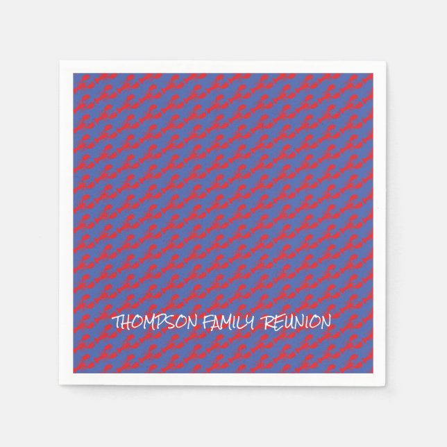 Hummer Mönster Familjeåterträff Namn Kustnära Kul Pappersservett (Framsidan)