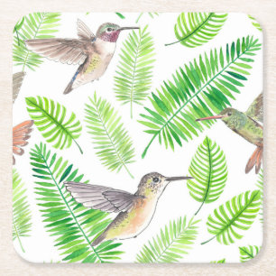 Hummer och tropiska löv underlägg papper kvadrat