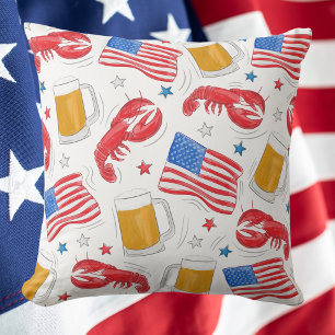 Hummer Öl Flagga Stjärna Kudde