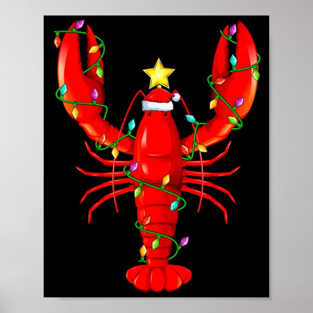 Hummerbelysning Julgran Matchande Hummer Jul Poster (Framsidan)