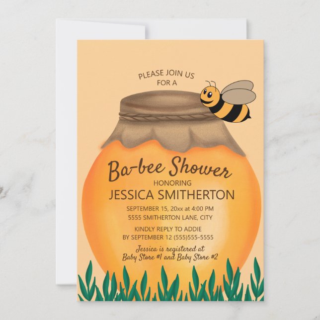Hummerburk och Bumblebee Baby Shower Inbjudningar (Framsida)