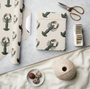 Hummerklor Vintage Marin Oceanliv Kräftdjur Presentpapper