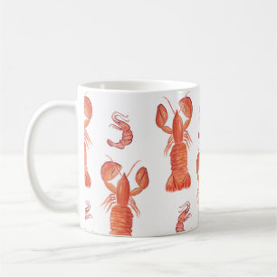 Hummerkräftor Akvarell Handmålad Mönster Kaffemugg