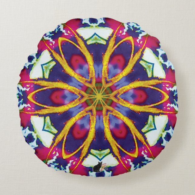 Hummers Kaleidoscope Rund Kudde (Framsidan)