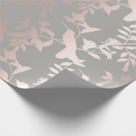 Hummfåglars Blommigt Tropik Sommarens Rosa Grått Presentpapper