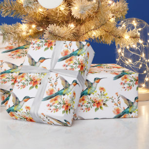 Hummifåglar och blommor Mönster Presentpapper