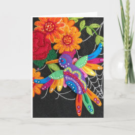 Hummiingbird Felt Sequin Beads Stitched Pretty  Kort