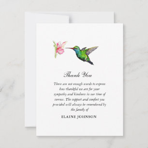 Humming bird Blommigt Funeral Photo Tack Kort