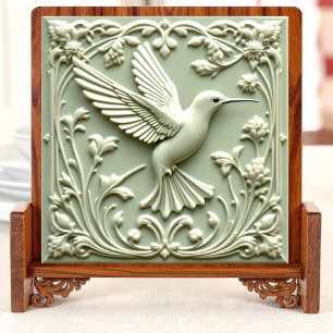 Humming bird grönt Harmony - höger Ceramic Tile Kakelplatta