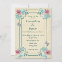 Humming bird & Hibiscus - Bröllopinbjudan