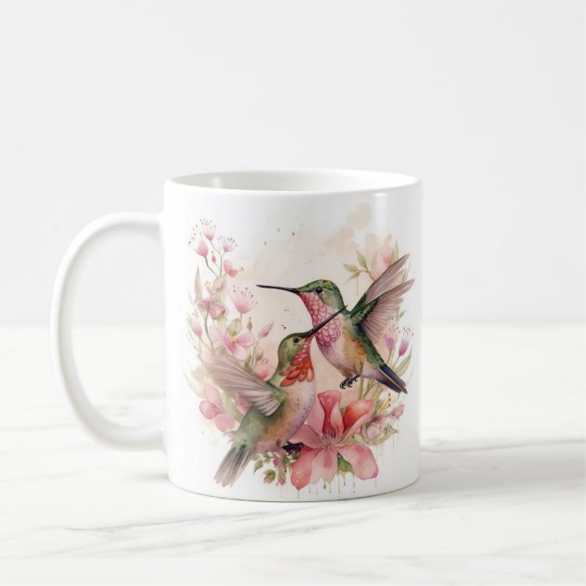 Humming Bird med Flowers Kaffemugg (Vänster)