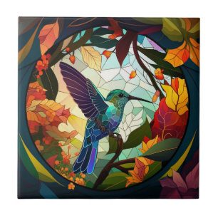 Humming Bird Stached Glass Kakelplatta