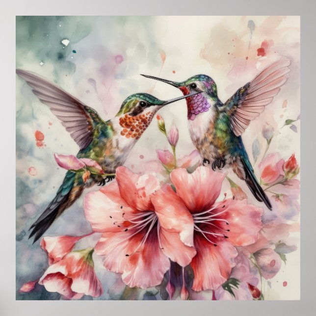 Humming Birds and Flowers Poster (Framsidan)