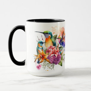 Humming Birds med vackra blommor Mugg