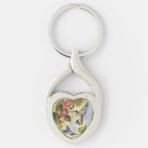 Humming Birds Twisted Heart Silverfärgad Nyckelring