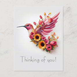 Humming Fågelflyget TÄNKANDE AV DIG Vykort