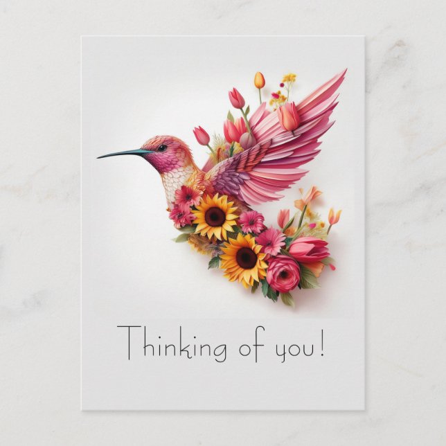 Humming Fågelflyget TÄNKANDE AV DIG Vykort (Framsida)