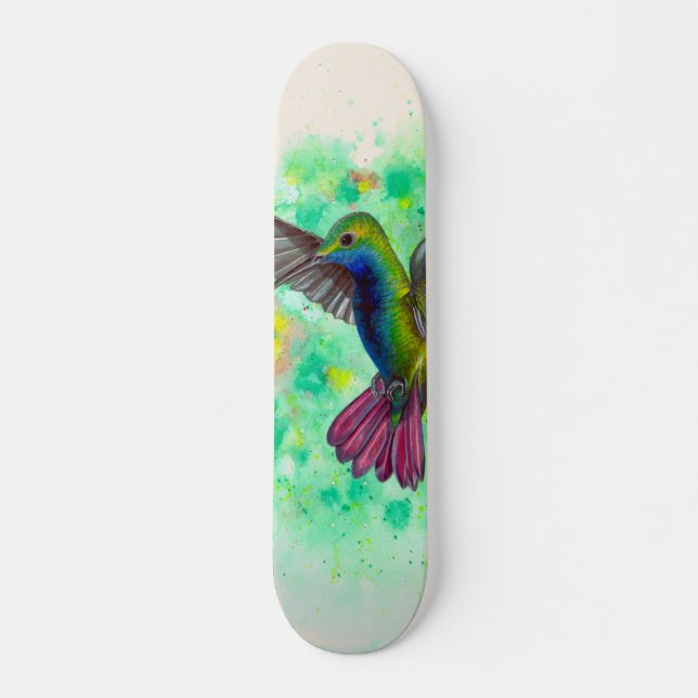 Hummingbird - akrylisk målarskateboard mini skateboard bräda 18,5 cm (Framsida)