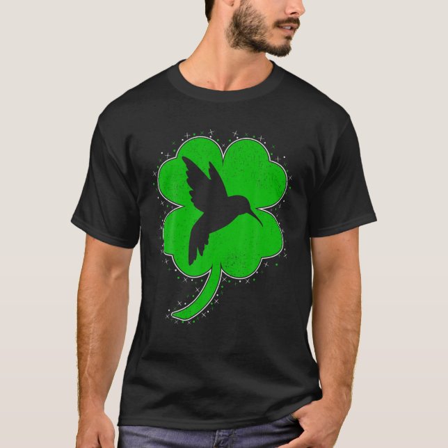 Hummingbird Älskare Irish Shamrock Hummingbird St  T Shirt (Framsida)