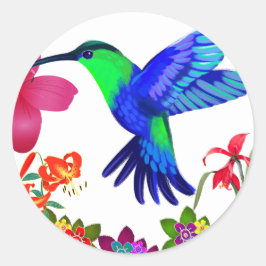 Hummingbird Amidst Nature's Beauty,Sergranat Vinga Runt Klistermärke