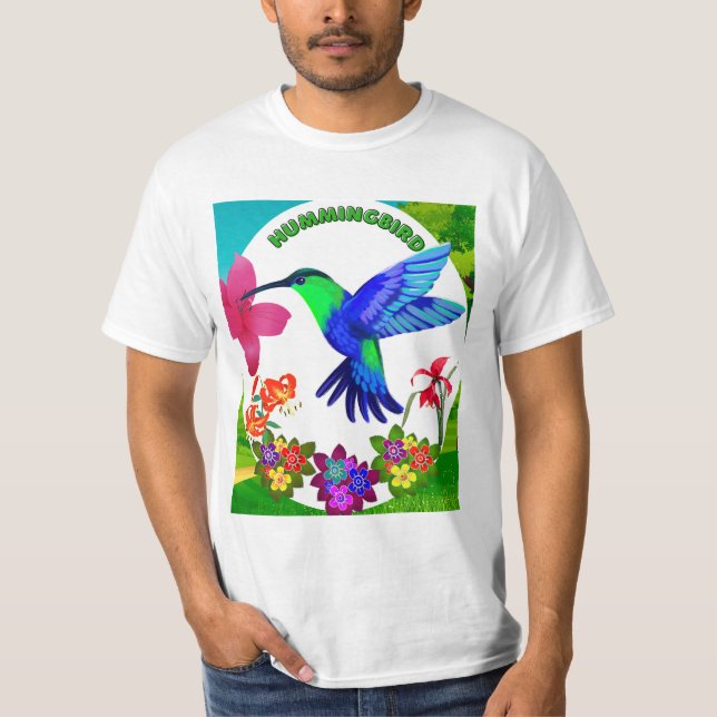 Hummingbird Amidst Nature's Beauty,Sergranat Vinga T Shirt (Framsida)