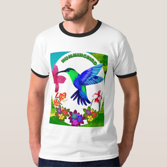 Hummingbird Amidst Nature's Beauty,Sergranat Vinga T Shirt (Framsida)