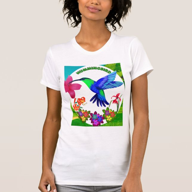 Hummingbird Amidst Nature's Beauty,Sergranat Vinga T Shirt (Framsida)