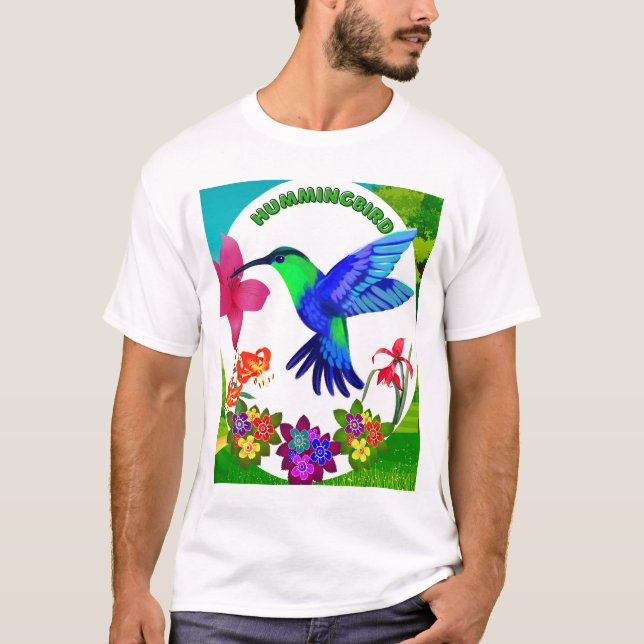 Hummingbird Amidst Nature's Beauty,Sergranat Vinga T Shirt (Framsida)