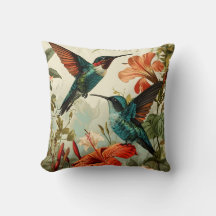 Hummingbird and Flowers: Vintage