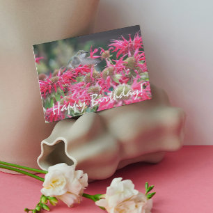 Hummingbird and Rosa Flowers Nature Birthday Kort