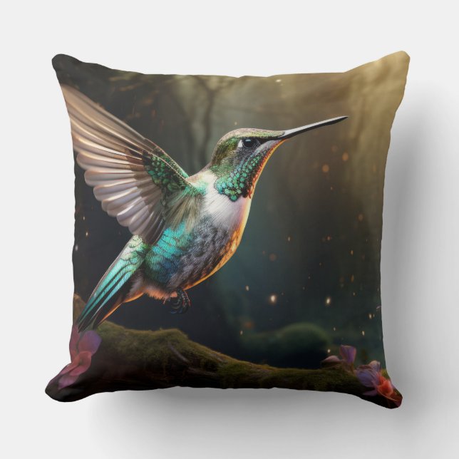 Hummingbird Animal Birdlife Wilderness Art Kudde (Framsida)