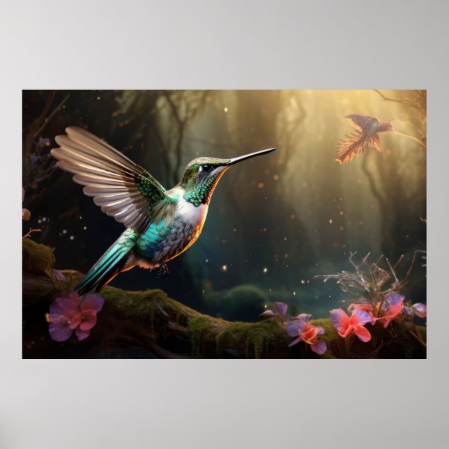 Hummingbird Animal Birdlife Wilderness Art Poster (Framsidan)