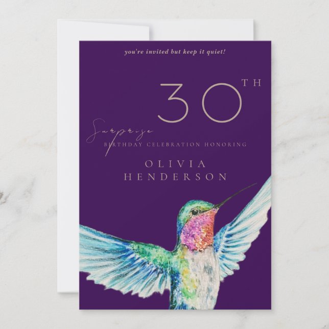 Hummingbird ANY Surprise Birthday Invitation Inbjudningar (Framsida)