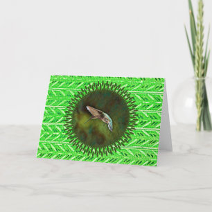 Hummingbird Art Bright Grönt Note Card Kort