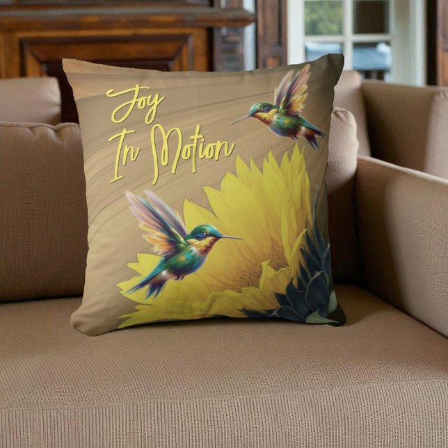Hummingbird Art & Solrosfoto Mix Kudde (Template and design on both sides of pillow.)