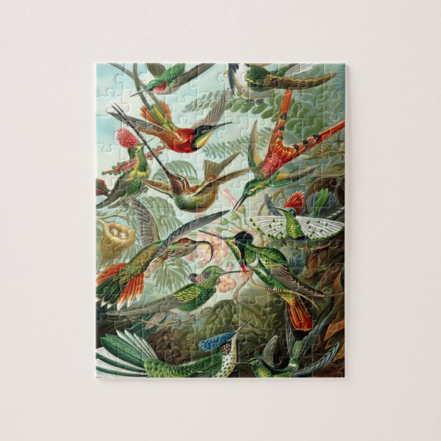 Hummingbird av Ernst Haeckel, Vintage Birds Träd Pussel (Vertikal)