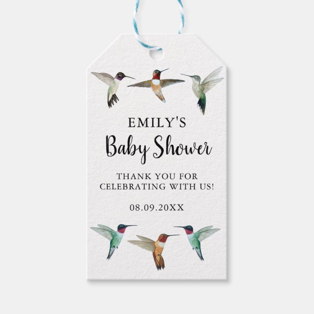 Hummingbird Baby Shower Gift-Märkre Presentetikett (Framsidan)